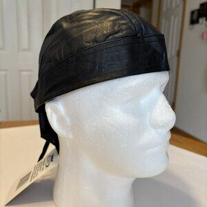 DanBanna bandana Black Leather Doo Rag  Headwear cloth Lined
